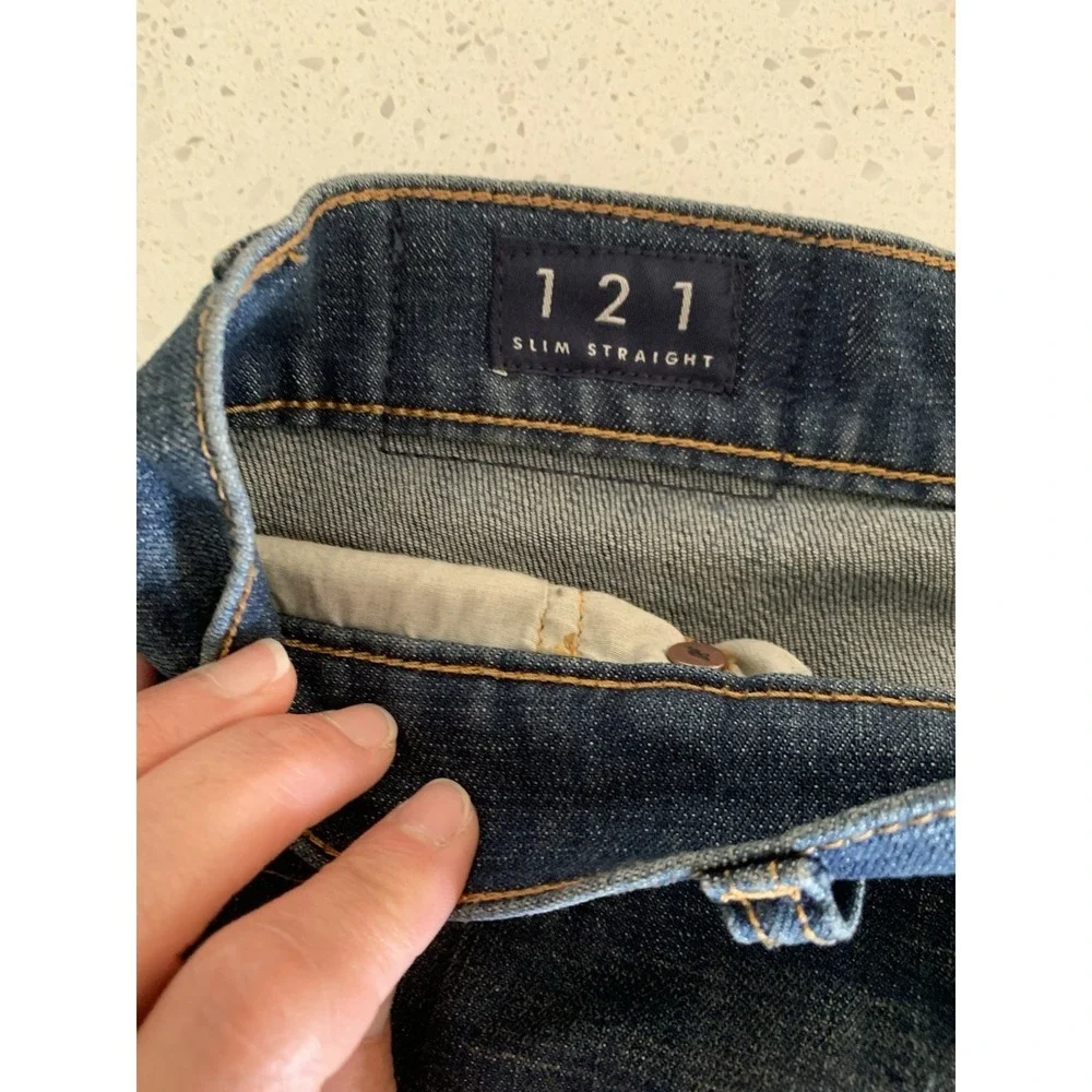 Lucky Brand 121 Slim Straight Jeans Denim Dark Wash Classic Fit Menswear